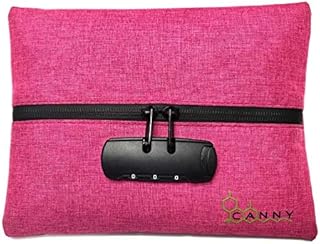 CANNY Mid-Zip Locking Smell Proof Bag – Large Odor Eliminating Travel Pouch. Smell Proof Container with Lock – Medicine Stash Case with Bamboo Charcoal and Activated Carbon (Pink)