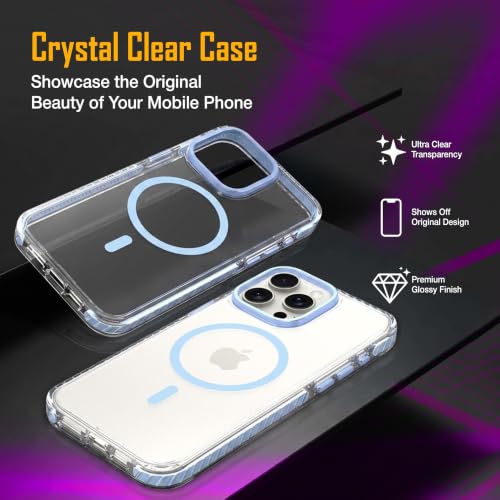 Image of Zapcase Crystal Clear Back case for iPhone 15 Pro Max | PC Back | TPU Bumper with Inner Rubber Grip | Metal Camera Guard Bezel | Metal Buttons | Scratch Resistant | 2 Layer Edge Protection |Light Blue