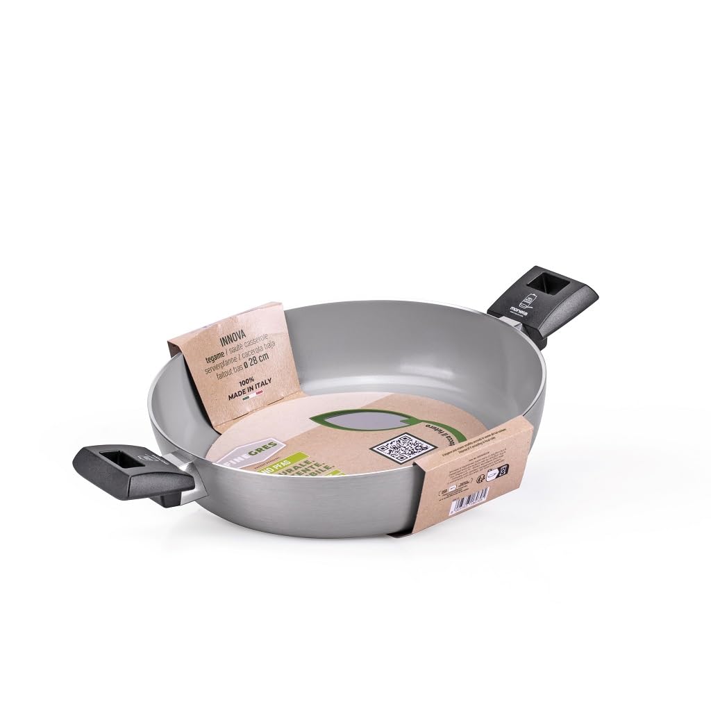Moneta Innova Tegame 28cm, rivestimento naturale FineGres (NO PFAS), anche per induzione, 100% Made in Italy