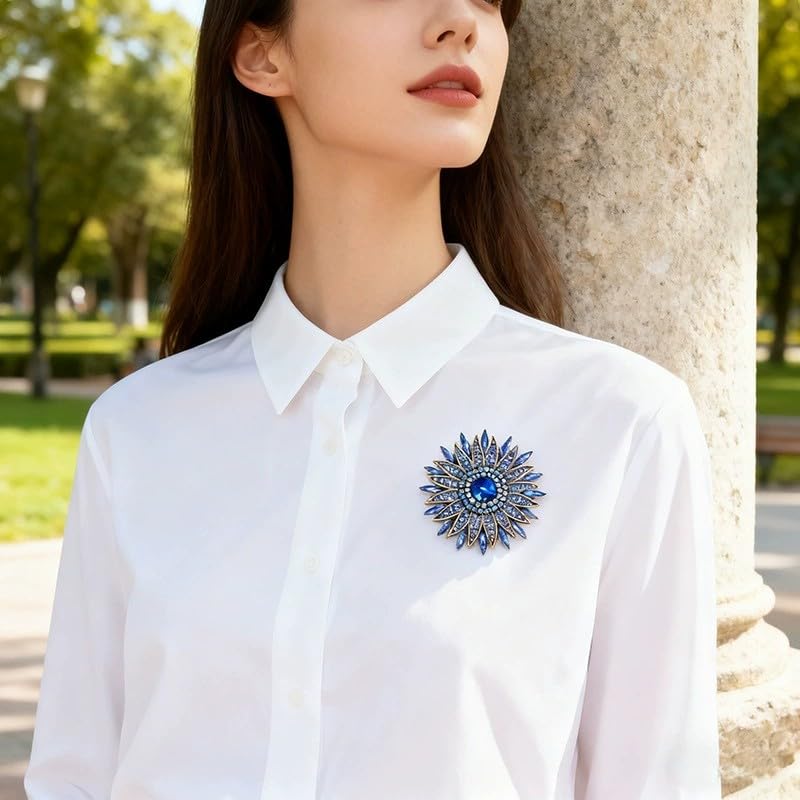 Image of Rhinestone Crystal Sunflower Brooch Pin Elegant Wreath Brooch Clothing Hat Bag Skirt Accessories for Women