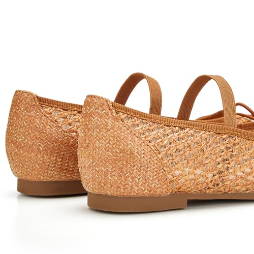 Image of Trary Flats for Women Closed Round Toe Ballet Flats Mary Jane Shoes Women with Elastic Strap Cute Bowknot Comfortable Dress Shoes for All-Year Daily Work Casual Wear
