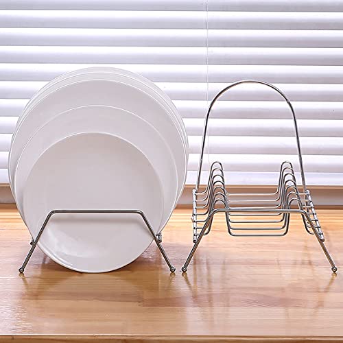 Image of wolpin 1 Pc Stainless Steel Plate Rack|Dish Rack|Plate Stand|Dish Stand|Lid Holder Utensils Rack For Kitchen Cabinet-8 Sections With Anti-Rust Nano Coating Plates Organiser,12.5x16.5x31.5 Centimeters