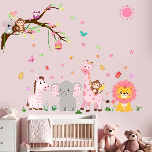 Vinilos decorativos infantiles con animales de la selva