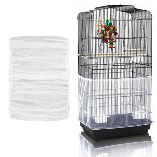 FIBOUND 1 Pieza Faldón Protector para Jaulas de Aves - Malla de Nylon Transpirable con Colector de Semillas, Cubierta Antipolvo para Loros