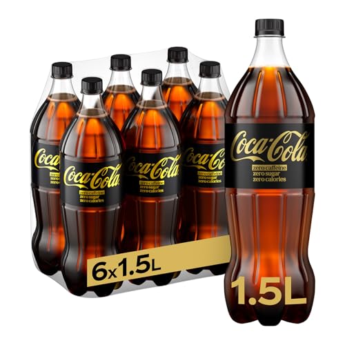 Coca-Cola Zero Zuccheri Zero Caffeina – 6 Bottiglie da 1.5 L, Tutto il Gusto Coca-Cola Senza Calorie e Senza Caffeina, in bottiglia PET 100% Riciclabile, Bevanda Analcolica con Edulcoranti