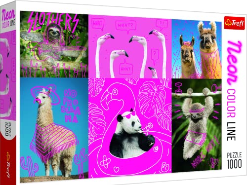 Trefl-Verrückte Tiere 1000 Piezas, Neón, Adultos y niños a Partir de 12 años Puzzle, Color...