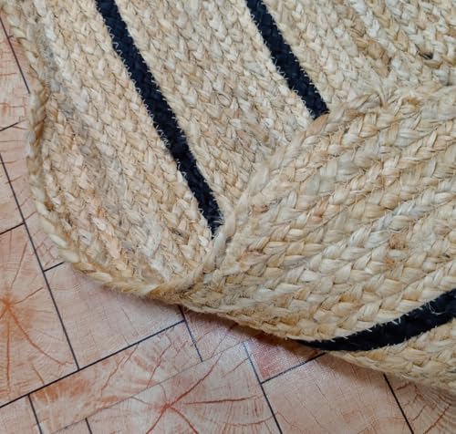 Alfombra de yute festoneado Trademoon hecha a mano de 7x10 pies con elegante borde negro 3