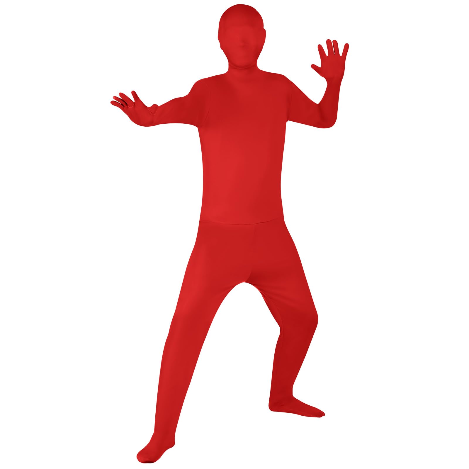 BSBUY Invisibility Cloak Costume Adult Disappearing Bodysuit Body Suits Costume Men Halloween Costume Stretchy Stealth Suit Outfit for Fancy Dress Party Photography Backdrop Stage(Red)