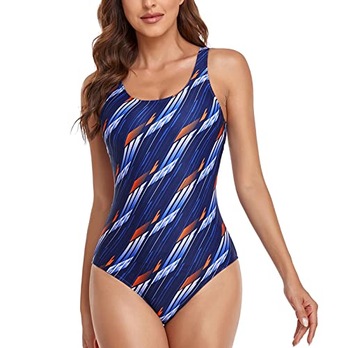 Maillot de bain 1 pièce gainant bleu marine M à rayures