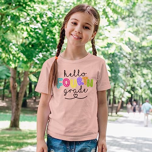 Olive Loves Apple Hello 4th Grade First Day of School Gift Back to School T-Shirt Back to School Shirts and Raglans4