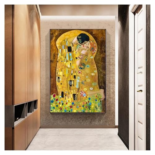 Tableau Gustav Klimt baiser avec cadre pour décorer un grand mur