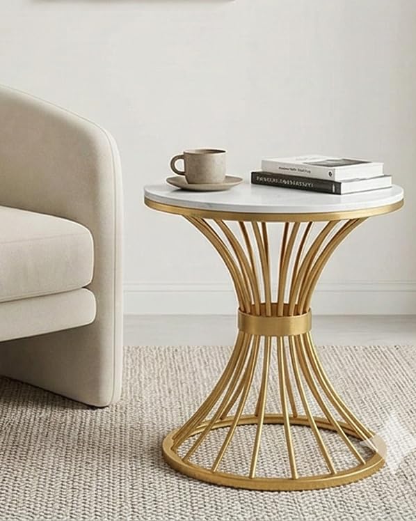 Image of Furniture Cafe Modern Coffee Table for Living Room Center Table Home Decor Round Side Table Space Saving Furniture, Table Top Sturdy Metal Frame Wood Desk Centerpiece Bedroom
