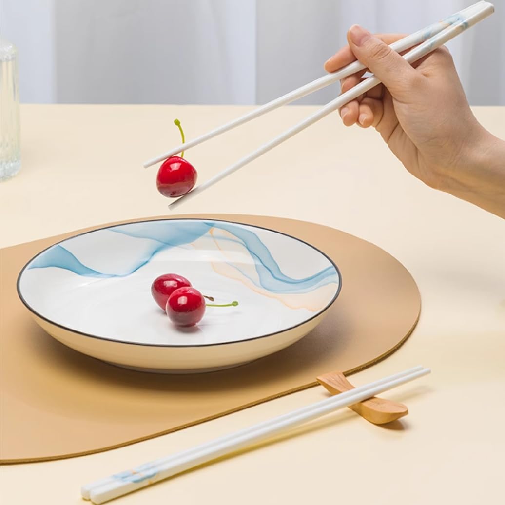 Coffret cadeau de baguettes en porcelaine chinoise, motif pêche, 12 paires de baguettes réutilisables, lavables au lave-vaisselle, baguettes en céramique d'os de haute qualité avec boîte délicate