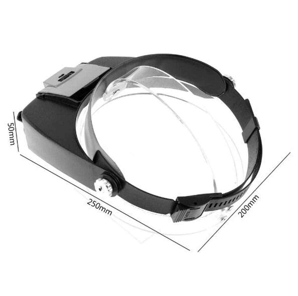 Diadema con luz LED, Visera de Lupa iluminada para Lectura, Lupa de joyería, reparación electrónica de Relojes/Negro de Amor