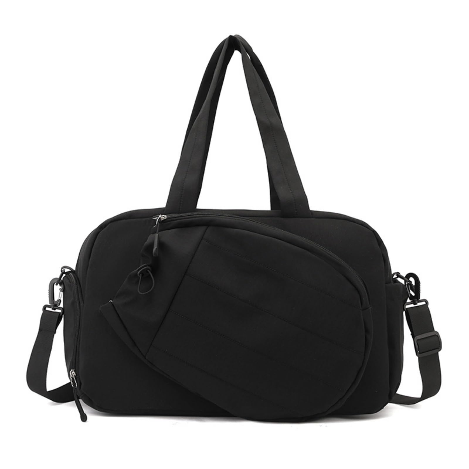 Borsa Duffel in Nylon Multifunzionale | Capacità 20-35 Litri, Comoda, Borsa Scomparto Espandibile, per Palestra, Viaggi Nel Fine Settimana, Nero