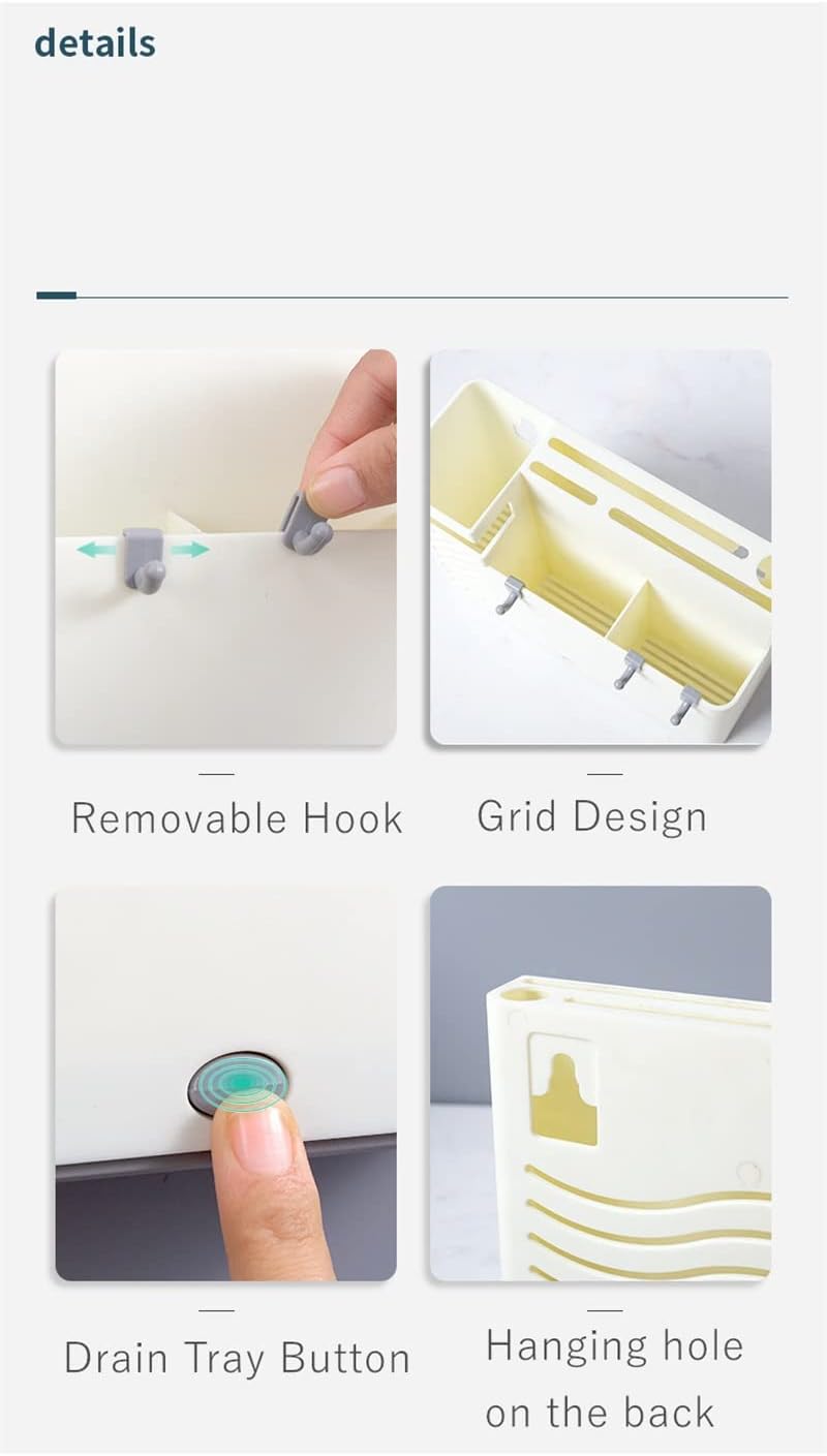 Kitchen Tableware Draining Holder Spoon Chopstick Cutlery Storage Rack Multi-Function Organizer Shelf with Hooks(D)