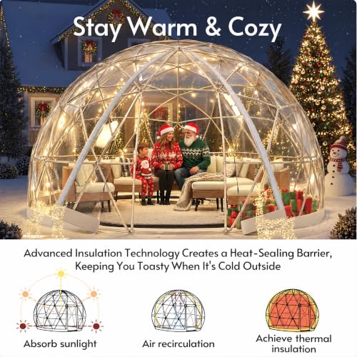 Rotihom 12x7 Ft Bubble Tent, PVC 360°View Clear Dome Tent for 4-5 Person, Weatherproof Garden Igloo Tent with 2 Ventilation Windows, Outdoor Igloo Bubble Dome Tent for Outside, Patio, Garden — view 4