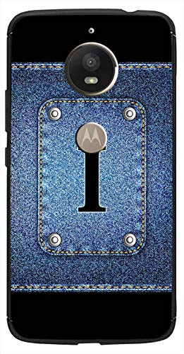 Image of Amazon Brand - Solimo Designer Button Jeans Alphabet-I Printed Soft & Flexible Hybrid Back Case Mobile Cover for Motorola Moto E4 Plus