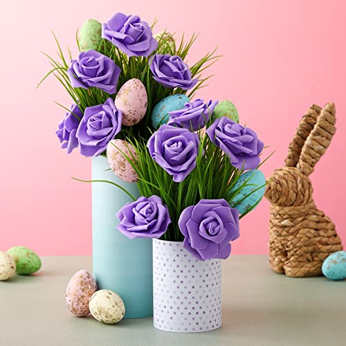 100 Pack Purple Flowers For Crafts, 3 Inch Stemless Foam Roses For Wall Decorations, Bridal Shower, Wedding Receptions, Faux Bouquets, Spring Decor, And Diy Projects #TOP1