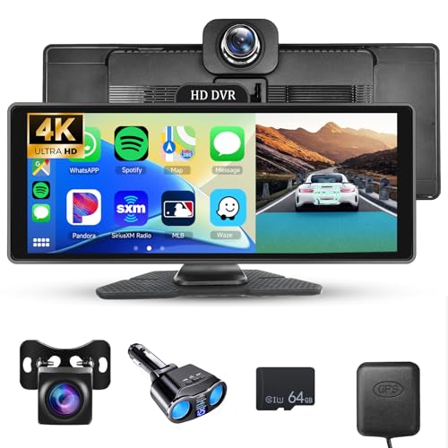 GPS Autoradio Portable 4K avec ADAS Carplay Android Auto Écran Tactile IPS 10,26 Pouces Bluetooth...