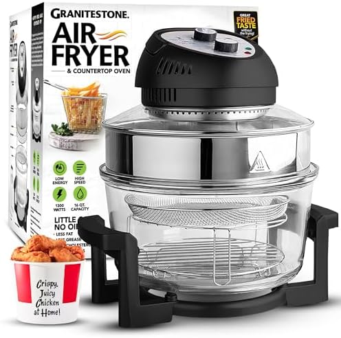 Big Boss 16Qt Large Glass Air Fryer Non Toxic – Family Sized Larg...