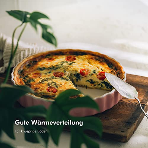 KIVY Ceramic Quiche & Tart Mould - 28 cm, Pink, Non-Stick, Round, 1.76 kg, Oven & Dishwasher Safe, Tarteform - Image 2