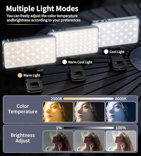 Image of FKU 8 inch Rechargeble Clip Light for Selfie Video Light, Dimmable 3200K-6500K LED Fill Light for Computer, Tablet, Smartphone, DSLR Camera with Screen Clip