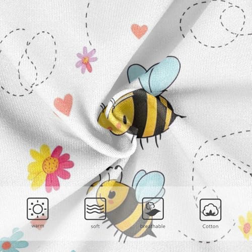 Toddler Panties, Cute Cartoon Bees Floral White Girls' Cotton Brief Underwear, 2T–8 Years3