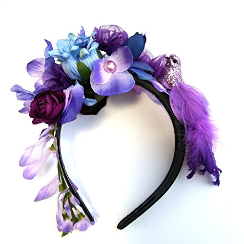 Purple Wisteria Flower with Bird Headband