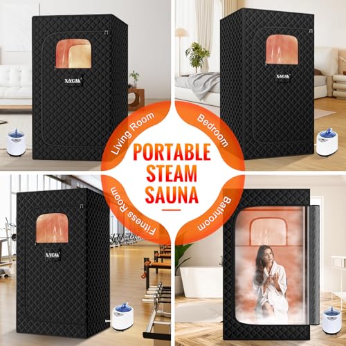 X-Vcak Portable Steam Sauna Box for Home With 2.6L Steamer, 9 Levels, 2.6' x 2.6' x 5.9'