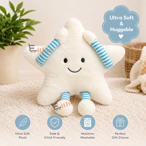 Image of EITHEO Star Soft Pillow Plush Toy for Kids & Babies | Cute Stuffed Star Cushion with Arms & Legs | Soft Cuddly Toy for Boys & Girls | Nursery Decor, Car Pillow & Birthday Gift