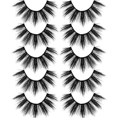 ALICROWN False Eyelashes Full Fluffy Thick Dramatic Mink Lashes Strip 5 Pairs Wispy Natural Lashes Pack Colorful Box