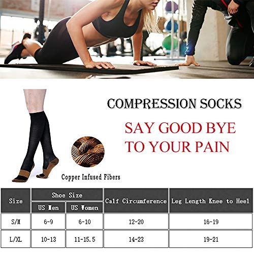 Graduated Copper Compression Socks for Men & Women Circulation 8 Pairs 15-20mmHg - Best for Running Athletic Cycling - Image 3