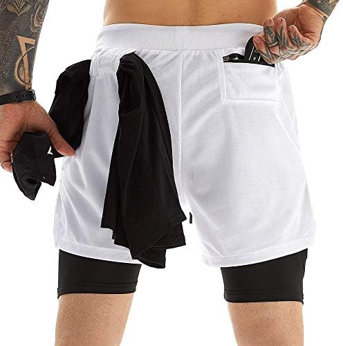 OEBLD Mens Athletic Shorts 2-in-1 Gym Workout Running 7” Shorts with Towel Loop