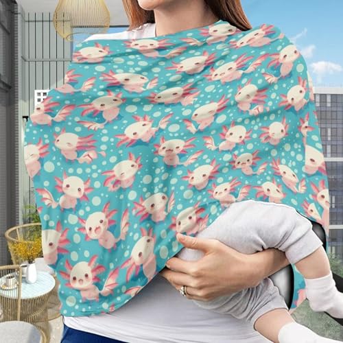 Image of Youngerbaby Axolotl Nursing Cover Breastfeeding Super Soft Multi Use for Baby Car Seat Covers Canopy Shopping Cart Cover Scarf Light Blanket Stroller Cover Baby Girl Necessities