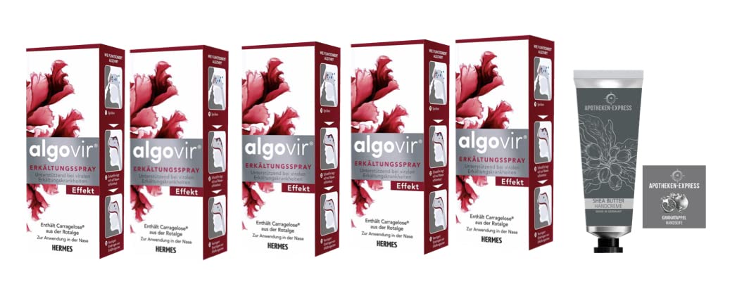 Algovir Effekt Erkältungsspray 20ml Sparset 5 x 20 ml inkl. einer pflegenden Handcreme ODER Handseife von Apotheken-Express