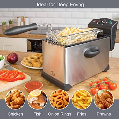 Quest 3 Litre Deep Fat Fryer, Stainless Steel Fryer for Chicken, Chips & More, Serves 2-4, Lid Cover with Window, Dishwasher Safe Removable Oil Container, 2000W (35140) - Image 4