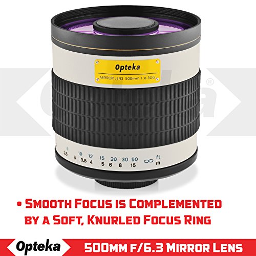 Opteka 500mm f/6.3 (with 2X- 1000mm) Telephoto Mirror Lens for Nikon F-Mount D6, D5, D4, D850, D810, D800, D780, D750, D610, D600, D7500, D7200, D5600, D5500, D5300, D3500 and D3400 DSLR Cameras