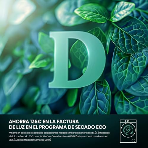 Hisense DHQE900UWDC - Secadora bomba de calor, capacidad 9 Kg, Clase D, secado rápido 30', finalización diferida, ancho 59,5cm, alto 84,5cm, fondo 55cm, color Blanco - Imagen 5