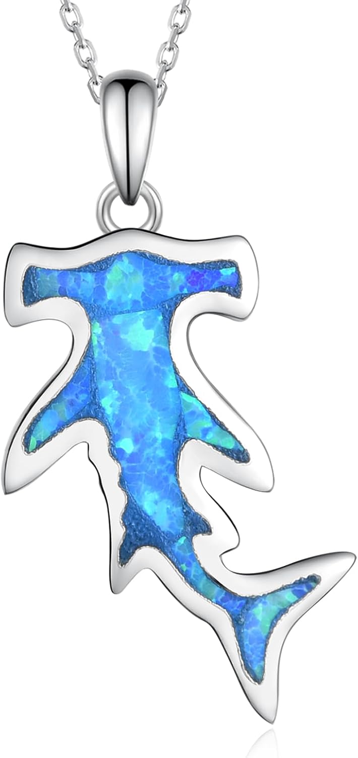 Sterling Silver Hammerhead Shark Necklace - Cute Animal Jewelry for Women Shark Lovers