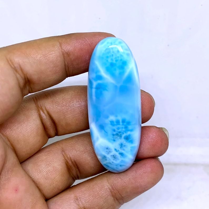 Larimar cabochon de forme ovale pour créer votre pendentif bohème chic en pierre naturelle - 4