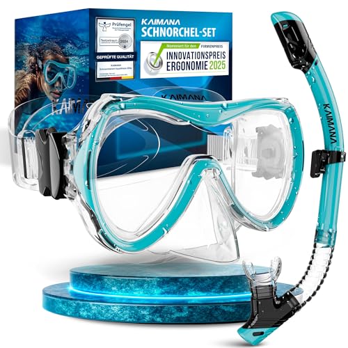Elite-S KAIMANA® Schnorchelset für Erwachsene aus gehärtetem Sicherheitsglas (Taucherbrille & trocken-Schnorchel), Bequeme Taucherbrille Erwachsene mit Silikon oder Stoffband Elite-S KAIMANA® Schnorchelset für Erwachsene aus gehärtetem Sicherheitsglas (Taucherbrille & trocken-Schnorchel), Bequeme Taucherbrille Erwachsene mit Silikon oder Stoffband