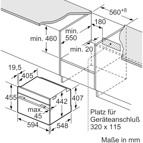 Bosch CMG7241B1, Serie 8 smarter Einbau-Kompaktbackofen mit Mikrowellenfunktion, 45 x 60 cm, Schwarz, Made in Germany, Air Fry, Digitaler Bedienring, Touchdisplay, Automatikprogramme Reinigungshilfe