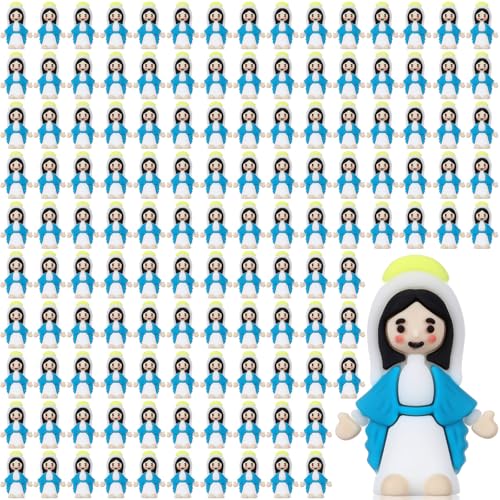 CroBlissful Mini Virgin Mary Figurines, Virgin Mary, Blue, 150 Pack