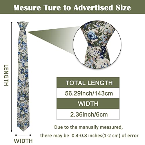 Image of Mantieqingway Men's Cotton Floral Neck Tie 2.56'' Printed Skinny Tie