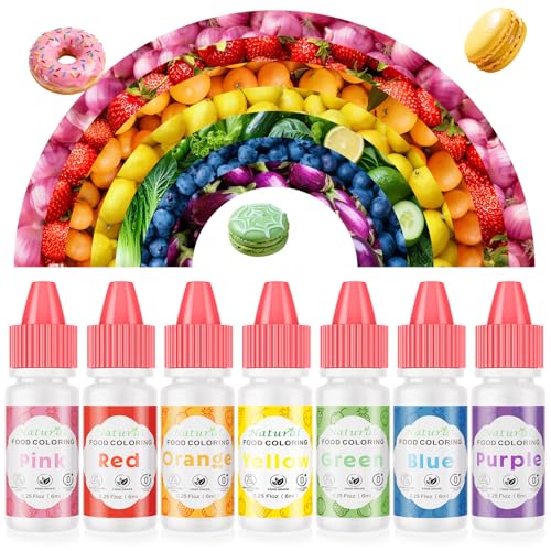 Image of Cherrysea Natural Food Coloring Liquid Red, Pink, Orange, Yellow, Green,Blue, Purple