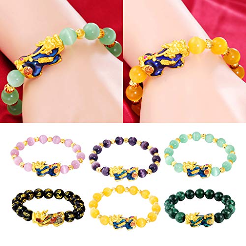 Baoblaze Feng Shui Obsidian Preto Esculpido Talão Pixiu Pulseira - Preto
