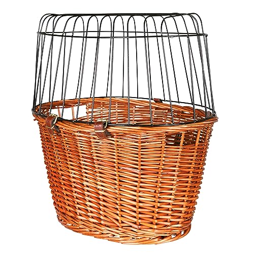 TRIXIE Hundekorb für das Fahrrad vorne bis 5 kg 44 × 48 × 33 cm - gewobener Hundefahrradkorb für den Lenker - in schicker Weidenoptik mit Kunststoff Gitter, 2806