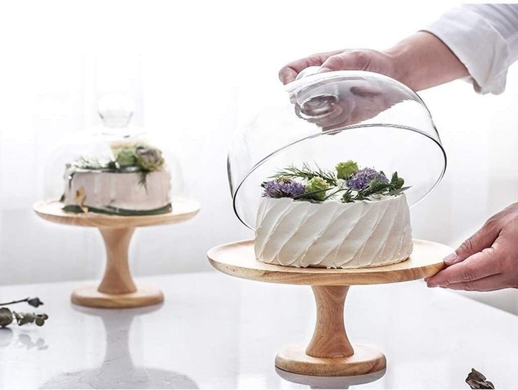 Présentoir à gâteaux en Bois, boîte à gâteaux, Fromage, Salade, Couvercle de Conservation, dôme Anti-poussière en Verre (Taille : 8 Pouces) (10 Pouces)