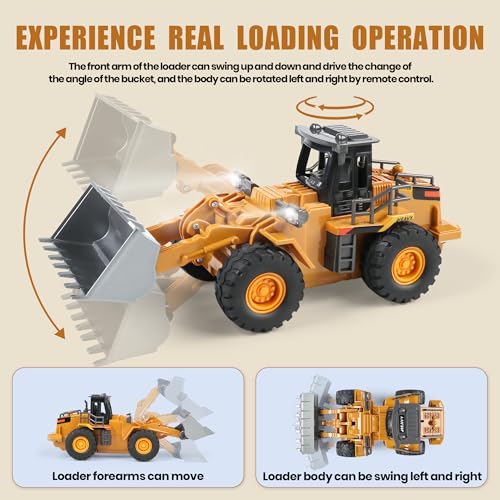 Image of Dwi Dowellin Rc excavators,Remote Control Front Loader,Construction Vehicle for Boys Ages 3-12, Gift for Birthday Christmas